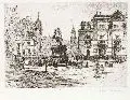 Julius Arthur Barth, Dresden - Neustädter Markt, Um 1910, Radierung in Braun auf Bütten