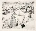 Paul Paeschke, In der Stadt, Um 1910, Radierung auf chamoisfarbenem Papier