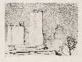 Hermann Struck, New York Monument + Wolkenkratzer, Radierung auf chamoisfarbenem Papier