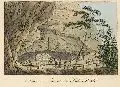 Carl August Richter, Innere Ansicht der Kuhstallhöhle, Um 1830, Altkolorierte Umrißradierung auf leicht gebräuntem Papier