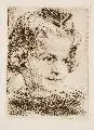 Georg Hermann Gelbke, Mädchenkopf nach rechts, 1920, Radierung in Braun