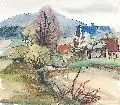 Kurt Erich Schäfer, Erzgebirgslandschaft, Um 1930, Aquarell auf Schoellers-Parole- Büttenkarton