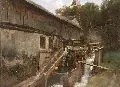 Ludwig Correggio, Wassermühle, 1867, Öl auf Malpappe