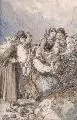 August Leopold Venus, Der Findling, Wohl 1878, Aquarell über Bleistiftzeichnung