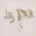 Ferdinand von Rayski, Schloß Reinsberg, 1848/50, Bleistiftzeichnung, in Sepia laviert
