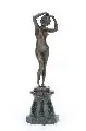 Johannes Götz, Stehender weiblicher Akt mit erhobenen Armen, Um 1890, Bronze, braun patiniert