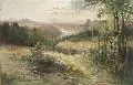 Albert Ernst Mühlig, Sommernachmittag, Um 1880/90, Mischtechnik auf Papier, auf Malpappe aufgezogen