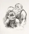 Käthe Kollwitz, Gefangene, Musik hörend, 1925, Lithographie