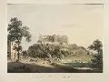 Christian Gottlob Hammer, Vue occidentale de la forteresse de Königstein en Saxe, Altkolorierte Umrißradierung