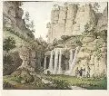 Johann Gottlob Schumann, Der Amselstein, Um 1800, Kolorierte Aquatintaradierung