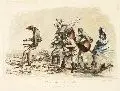 Adolf Schrödter, Wandernde Musikanten, 1837, Kolorierte Radierung