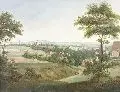 Carl Bovet, Mügeln bei Leipzig, 1832, Öl auf Papier, auf Malpappe aufgezogen