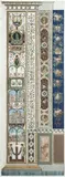 Giovanni Ottaviani, Pilaster VIII: Früchtegirlande und Puttiornament, 1772-76, Altgouachierter Kupferstich, gedruckt von 2 Platten