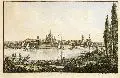 Ludwig Richter, Dresden von der Bär- Bastei in Neustadt, 1820, Aquarellierte Radierung