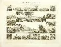 Ludwig Richter, Sächsische Schweiz, 1834, Altkolorierte Radierung mit 2 größeren zentralen und 17 kleineren umlaufenden Ansichten