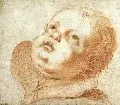 Camillo Rusconi, Engelskopf, Um 1700, Rötelzeichnung auf Bütten