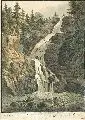 Friedrich August Tittel, Der Zackenfall bei Schreibershau auf den Riesengebirge in Schlesien, Altkolorierte Radierung