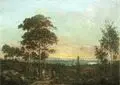 Johann Anton Castell, Abendstimmung über Dresden, Um 1850, Öl auf Leinwand