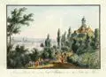 Carl August Richter, Berg Palais des verst. Lord Findlater von der Seite der Elbe, Um 1820, Kolorierter Kupferstich