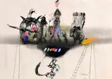 Katarína Vavrová, Magická kompozícia, Okolo 1990, Kombinácia kresbových techník na papieri