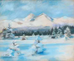 Péter Gyula Kern, Vysoké Tatry - Lomnický a Kežmarský štít, Okolo 1930, Pastel na kartóne