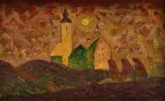 Miloš Alexander Bazovský, Utiereň (Cesta na polnočnú), 1954, Olej na sololite