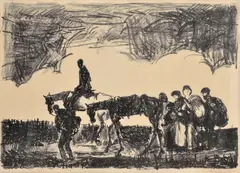 Cyprián Majerník, Utečenci, 1944, Litografia na papieri