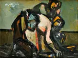 Vyberanie zemiakov by Vincent Hložník, 1946, Olej na kartóne, sold Dec 2012