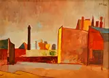 Predmestie Žiliny by Vincent Hložník, Okolo 1948, Olejová tempera na kartóne, sold Dec 2012