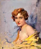 Vígh Bertalan, Žena v žltom, Okolo 1930, Olej na plátne