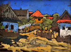 Pod tmavomodrým nebom by František Záleský, Okolo 1930, Olej na lepenke, sold Dec 2012