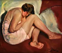 Schúlená by Július Flache, Okolo 1940-50, Olej na plátne, sold Nov 2012
