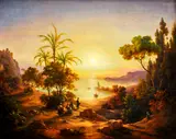 Antal Ligeti, Biblická krajina s figúrami, Okolo 1850-60, Olej na plátne