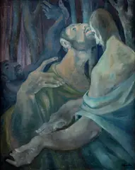 Simon Hantaï, Judášov bozk (Nasledovníci), 1946, Olej na plátne