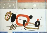 Vladimír Kompánek, Červený koník (Zima), 1988, olej na