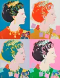 Andy Warhol, Margaréta II., dánska kráľovná, z cyklu Vládnuce kráľovné (portfólio 4 sieťotlačí), 1985, Farebná sieťotlač na papieri Lenox Museum. AP 1/10. II. 334-349