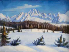 Jozef Satin, Tatry v zime, 1944, Olej na plátne