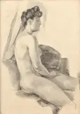 Jozef Hanula, Sediaci akt, Pred 1900, Uhoľ na papier.
