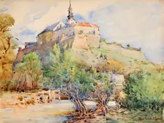 Max Schurmann, Pohľad na Nitriansky hrad, Okolo 1930, Akvarel na papieri