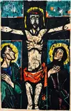 Vincent Hložník, Ukrižovaný, 1959, Farebný drevorez na papieri, 97/100
