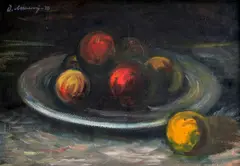 Dezider Milly, Zátišie s jablkami, 1946, Olej na kartóne
