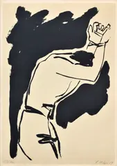 Eugen Nevan, Spútaný, 1959, Litografia na papieri. 53/200