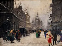 Zima v Budapešti by Antal Berkes, Okolo 1930, Olej na plátne, sold Sep 2012