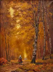 Antonín Balcer, Žena v lese, Okolo 1920, Olej na plátne