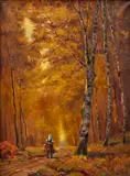 Antonín Balcer, Žena v lese, Okolo 1920, Olej na plátne