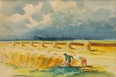 František Vrobel, Žatva, Okolo 1920, Akvarel na papieri