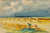 František Vrobel, Žatva, Okolo 1920, Akvarel na papieri