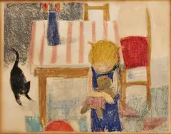 Alfréd Fuchs, V detskej izbe, Okolo 1950, Farebná litografia na papieri. 4/75