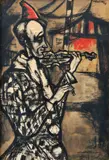 Emil Bačík, Klaun (Husľový virtuóz), 1976., Pastel, kombinácia technik na papieri