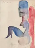 Sediaca by Milan Paštéka, 1976, Akvarel na papieri, sold Sep 2012